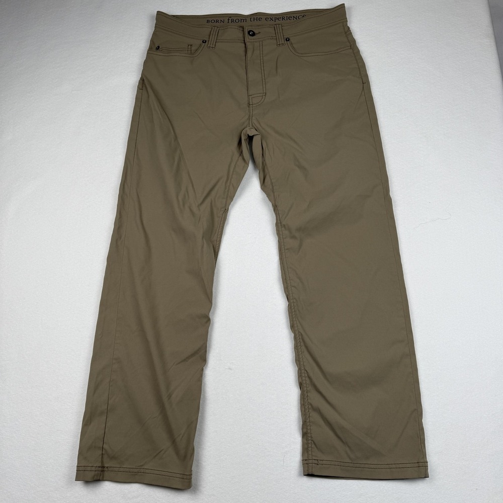 prAna Pants Mens 36x30 Khaki Slim Fit Stretch Nylon Hiking Travel Outdoor Trail